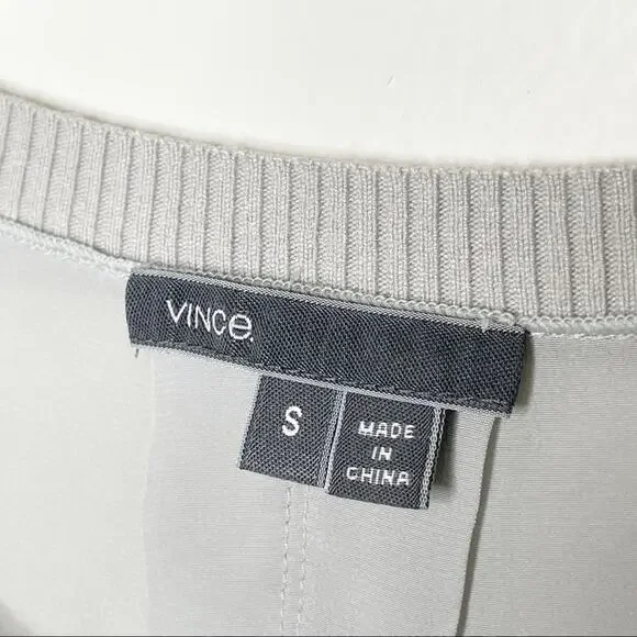 Vince Embroidered Leopard Silk Sweater Nickel Grey Size Small - Picture 5 of 9